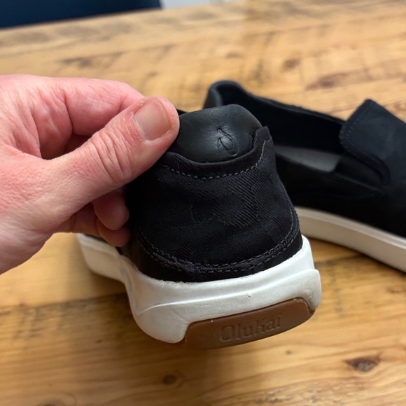 OluKai Black and White Men's Slip-On Loafers - Picture 6 of 9